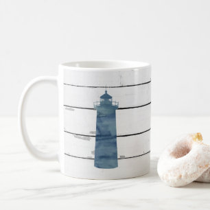 Blue Lighthouse Nautical Shiplap Rustic Kaffeetasse