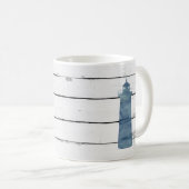Blue Lighthouse Nautical Shiplap Rustic Kaffeetasse (VorderseiteRechts)