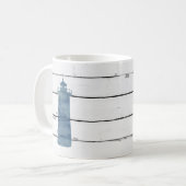Blue Lighthouse Nautical Shiplap Rustic Kaffeetasse (Vorderseite Links)