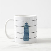 Blue Lighthouse Nautical Shiplap Rustic Kaffeetasse (Links)