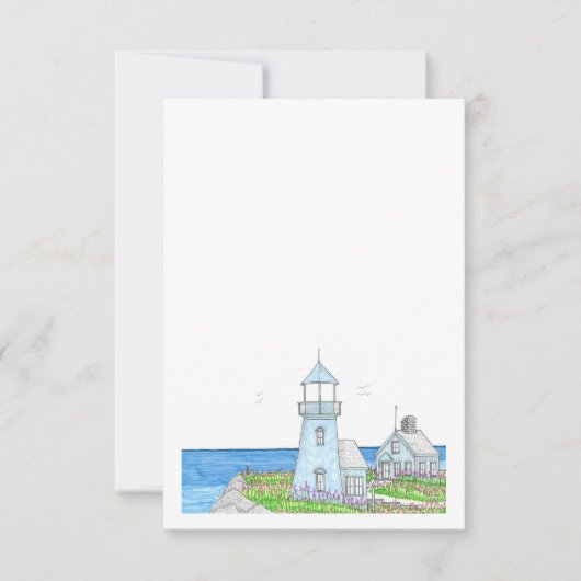 Blue Lighthouse Save the Date Card (Vorderseite)