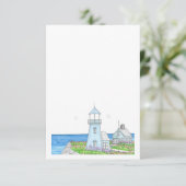 Blue Lighthouse Save the Date Card (Stehend Vorderseite)