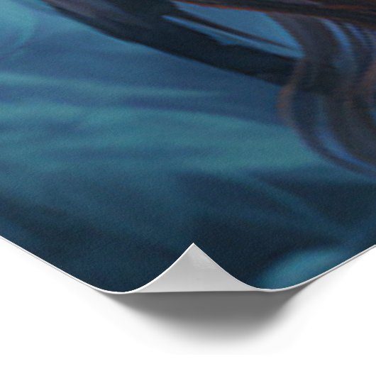 Blue Lightning Lion Face Art Poster (Ecke)