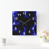 Blue Lightning  Numbered Wall Clock Quadratische Wanduhr (Zuhause)
