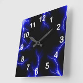 Blue Lightning  Numbered Wall Clock Quadratische Wanduhr (Winkel)