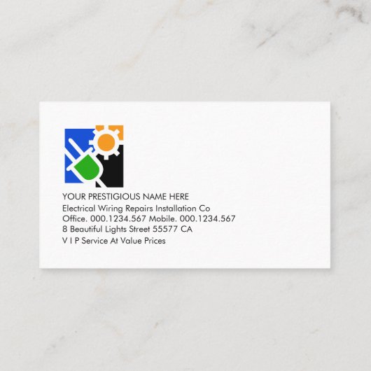 Blue Lightning Powers Electrical Service Visitenkarte (Rückseite)