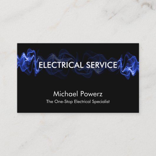 Blue Lightning Powers Electrical Service Visitenkarte (Vorderseite)