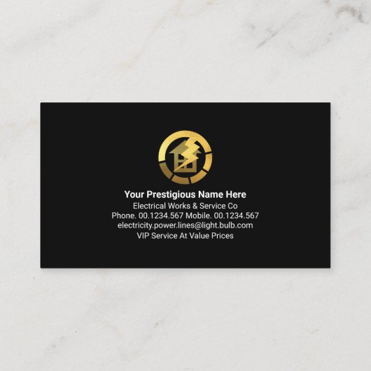 Blue Lightning Powers Gold Zuhause Visitenkarte (Rückseite)