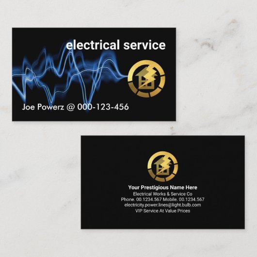 Blue Lightning Powers Gold Zuhause Visitenkarte (Vorne/Hinten)