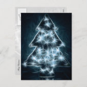 Blue Lights Illuminieren einen Weihnachtsbaum Feiertagspostkarte (Vorne/Hinten)