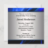 Blue Lights Mans 21. Geburtstag Party Einladung (Rückseite)