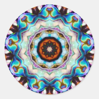 Blue Lights of the Paua Muschel Fraktal Runder Aufkleber