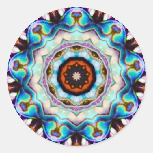 Blue Lights of the Paua Muschel Fraktal Runder Aufkleber (Vorderseite)