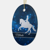 Blue Lights Silver Silhouette Reiter Keramik Ornament (Links)