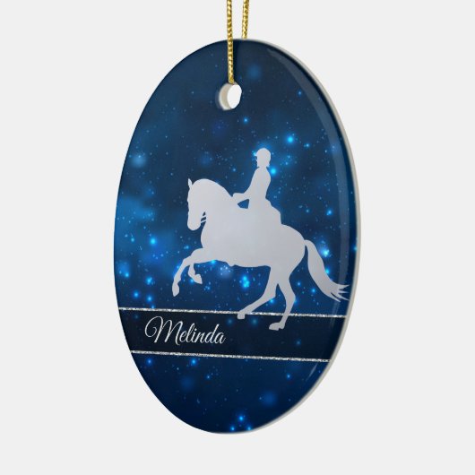 Blue Lights Silver Silhouette Reiter Keramik Ornament (Links)