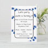Blue Lights Teen Boy Customisable Birthday Invitat Einladung (Stehend Vorderseite)