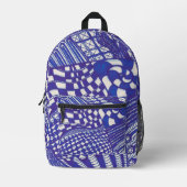 Blue Lila Abstrakt Line Art Doodles Backpack Bedruckter Rucksack (Vorderseite)