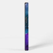 Blue Lila Agate Marble Abstrakt Name Monogram iPhone Hülle (Rechte Seite)