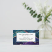 Blue Lila Aqua Gold Veins Agate Custom Business Visitenkarte (Stehend Vorderseite)