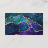 Blue Lila Aqua Gold Veins Agate Custom Business Visitenkarte (Rückseite)