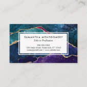 Blue Lila Aqua Gold Veins Agate Custom Business Visitenkarte (Vorderseite)