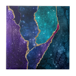 Blue Lila Aqua Gold Veins Agate Fliese