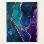 Blue Lila Aqua Gold Veins Agate Monogram Planer (Rückseite)