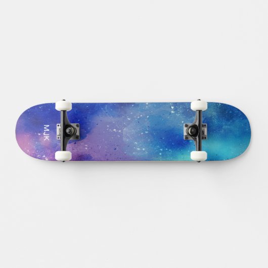 Blue Lila Aqua Monogram Skateboard (Horizontal)
