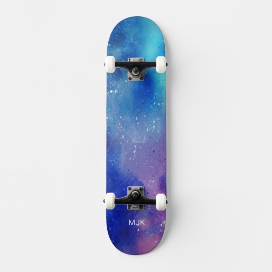 Blue Lila Aqua Monogram Skateboard (Vorderseite)