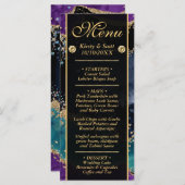 Blue Lila Aquamarin Gold Glitzer Agate Wedding Menükarte (Vorne/Hinten)