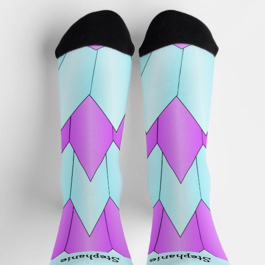 Blue Lila Art Deco Design Socken (Oben)