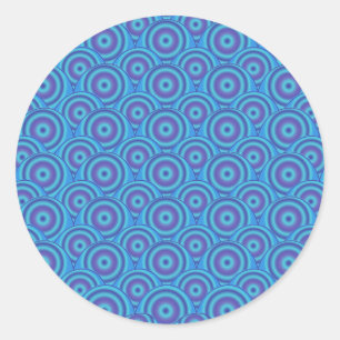 Blue & Lila Circles Fun on Blue! nahtlos Runder Aufkleber