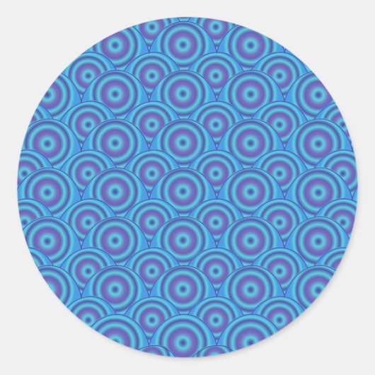Blue & Lila Circles Fun on Blue! nahtlos Runder Aufkleber (Vorderseite)
