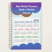 Blue Lila Cloud Teacher Calendar Planer (Vorderseite)