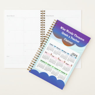 Blue Lila Cloud Teacher Calendar Planer