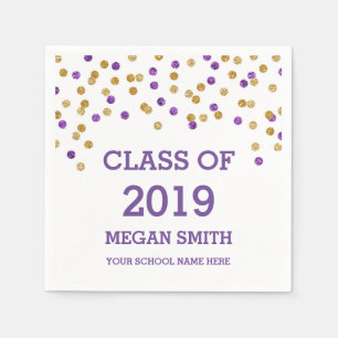 Blue Lila Confetti Class of 2019 Abschluss Serviette