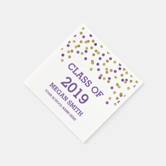 Blue Lila Confetti Class of 2019 Abschluss Serviette (Ecke)