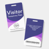 Blue Lila Corporate Visitor Pass ID Barcode Ausweis (Vorder- & Rückseite)