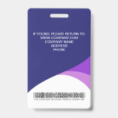 Blue Lila Corporate Visitor Pass ID Barcode Ausweis (Rückseite)