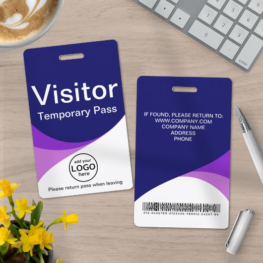 Blue Lila Corporate Visitor Pass ID Barcode Ausweis