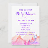 *~* Blue Lila Dragon Baby Boy Shower Einladung (Rückseite)