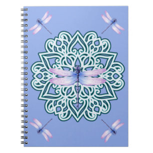 Blue Lila Dragonfly Mandala Notebook Notizblock