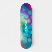 Blue Lila Fantasy Glitzern Skateboard (Vorne)