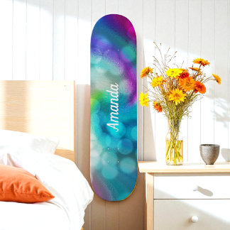 Blue Lila Fantasy Glitzern Skateboard