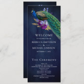 Blue Lila Floral Indian Peacock Wedding Program (Vorne/Hinten)