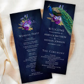 Blue Lila Floral Indian Peacock Wedding Program