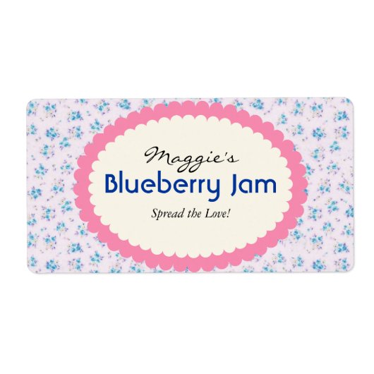 Blue Lila Floral Jam Jar Labels, kundenspezifisch (Vorne)
