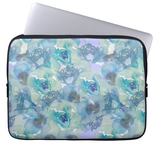 Blue Lila Floral Laptop Sleeve (Vorderseite)