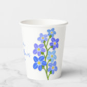 Blue Lila Floral Vergiss-Me-Nots-Brautparty Pappbecher (Rückseite)