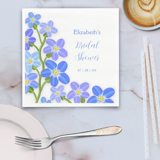 Blue Lila Floral Vergiss-Me-Nots-Brautparty Serviette